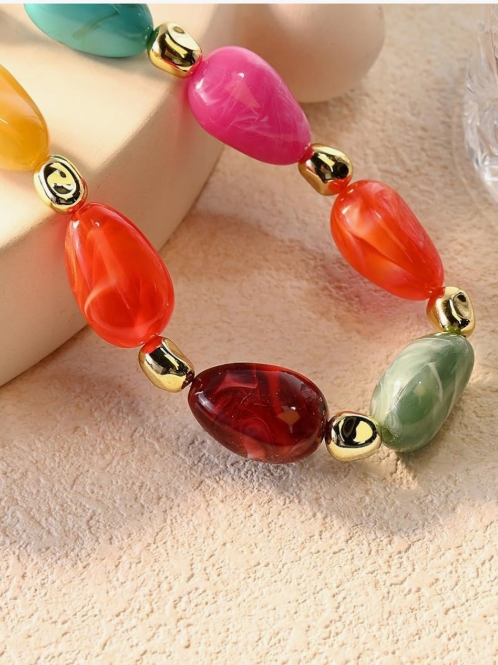 Anthropologie Bold Multicolor Beaded Necklace with Gold Accents - Picture 2 of 7